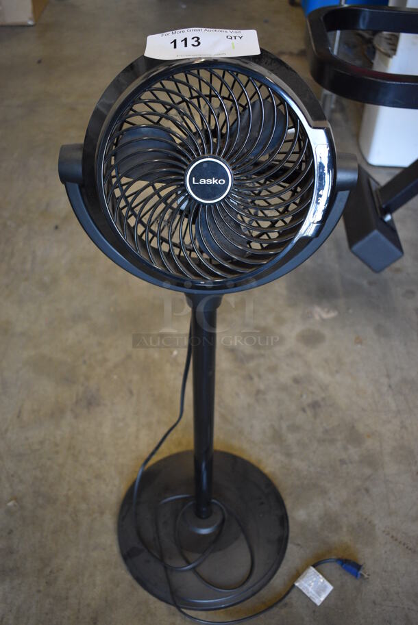 Lasko Black Poly Floor Style Fan. 120 Volts, 1 Phase. 13x13x35. Tested and Working!