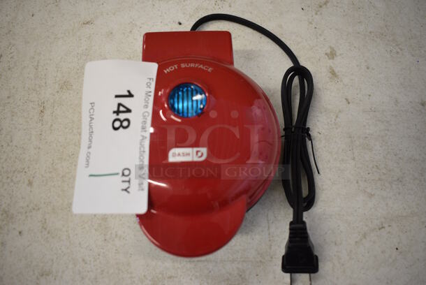 Dash DMW001RD Countertop Waffle Maker. 120 Volts, 1 Phase. 5x6x3 - Image 1 of 4