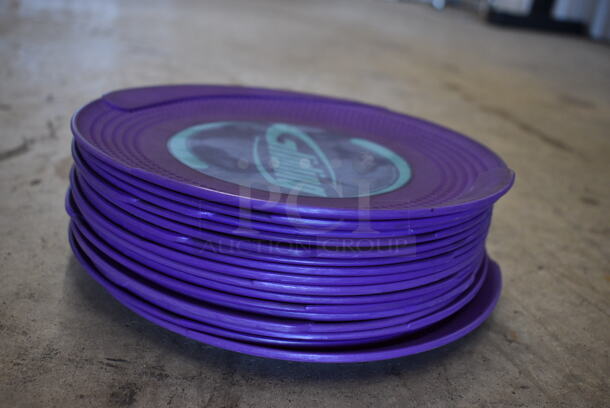 16 Floor Gliding Purple Discs in Purple Mesh Bin. 10x10x15 - Image 5 of 6
