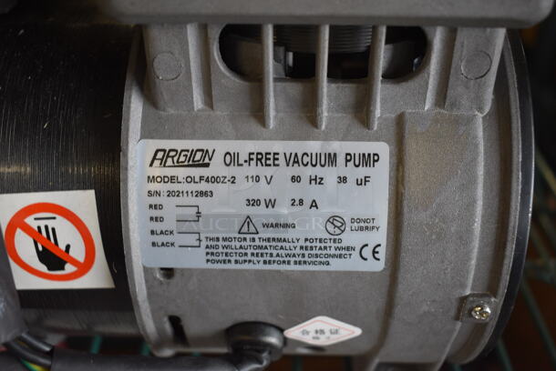 ALL ONE MONEY! Lot of 2 Pieces; Argion OLF400Z-2 Oil Free Vacuum Pump and  Metal Coil. 10x6x7, 6x6x11 - Image 6 of 7