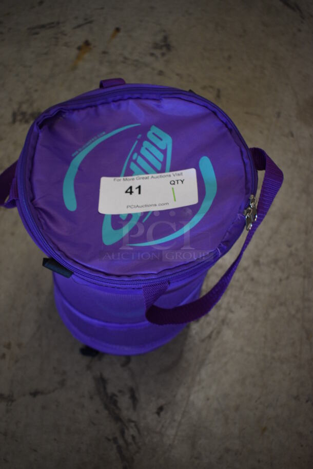 16 Floor Gliding Purple Discs in Purple Mesh Bin. 10x10x15 - Image 6 of 6