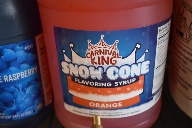 ALL ONE MONEY! Tier Lot of Various Items Including Blue Raspberry and orange Snow Cone Flavoring Syrup and Pink Basket - Image 3 of 9