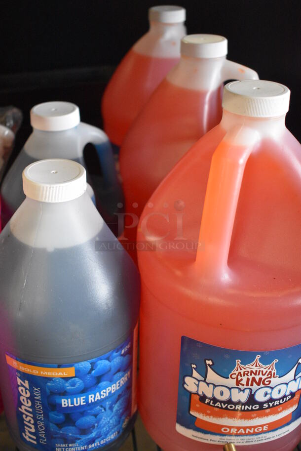 ALL ONE MONEY! Tier Lot of Various Items Including Blue Raspberry and orange Snow Cone Flavoring Syrup and Pink Basket - Image 4 of 9
