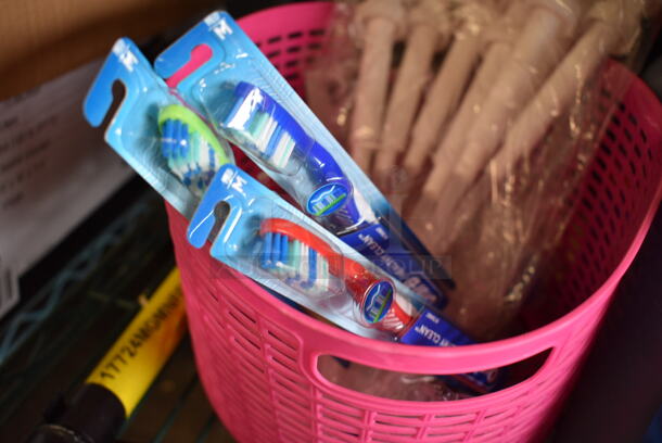 ALL ONE MONEY! Tier Lot of Various Items Including Blue Raspberry and orange Snow Cone Flavoring Syrup and Pink Basket - Image 8 of 9