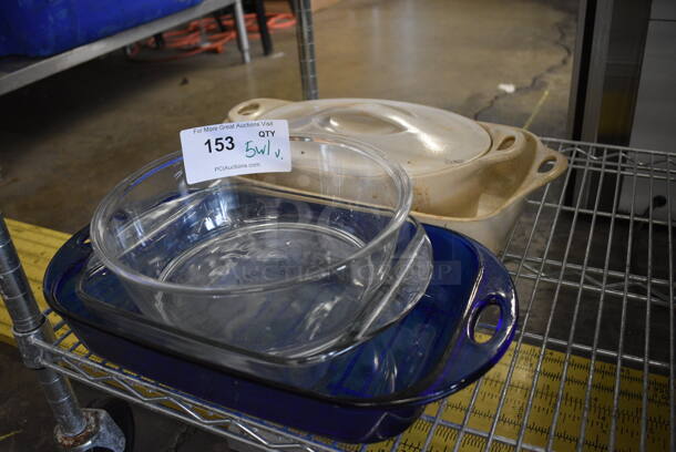 5 Various Baking Pans; Ceramic and Glass w/ 1 Lid. Includes 9.75x9.75x4. 5 Times Your Bid! - Image 3 of 5