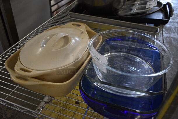 5 Various Baking Pans; Ceramic and Glass w/ 1 Lid. Includes 9.75x9.75x4. 5 Times Your Bid! - Image 4 of 5