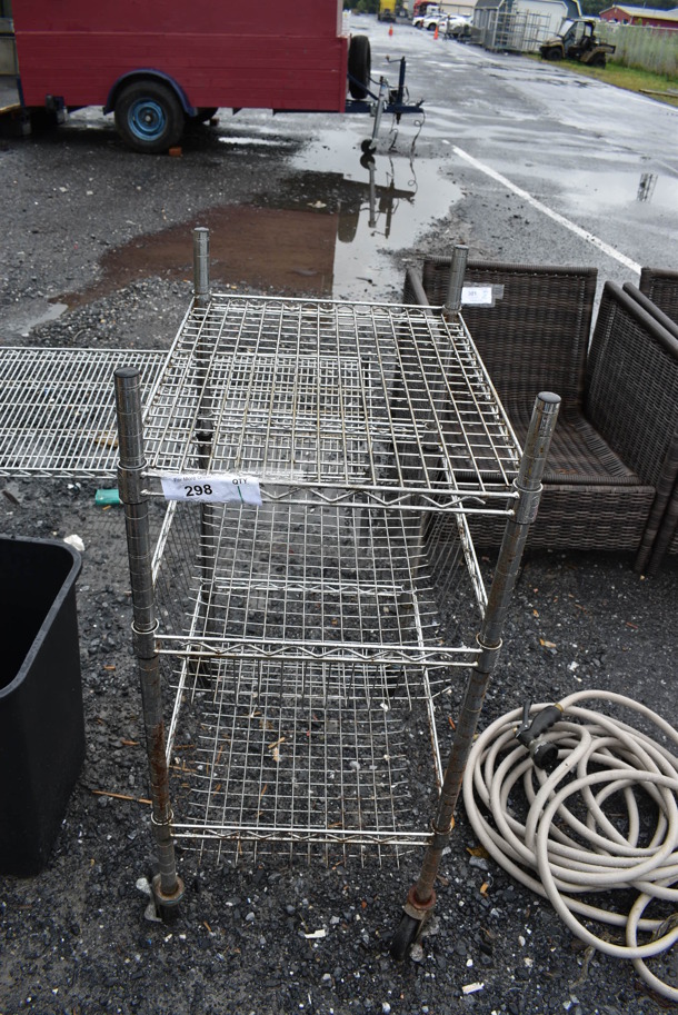 Chrome Finish 3 Tier Basket Shelving Unit on Commercial Casters. BUYER MUST DISMANTLE. PCI CANNOT DISMANTLE FOR SHIPPING. PLEASE CONSIDER FREIGHT CHARGES. 18x24x42 - Image 2 of 5