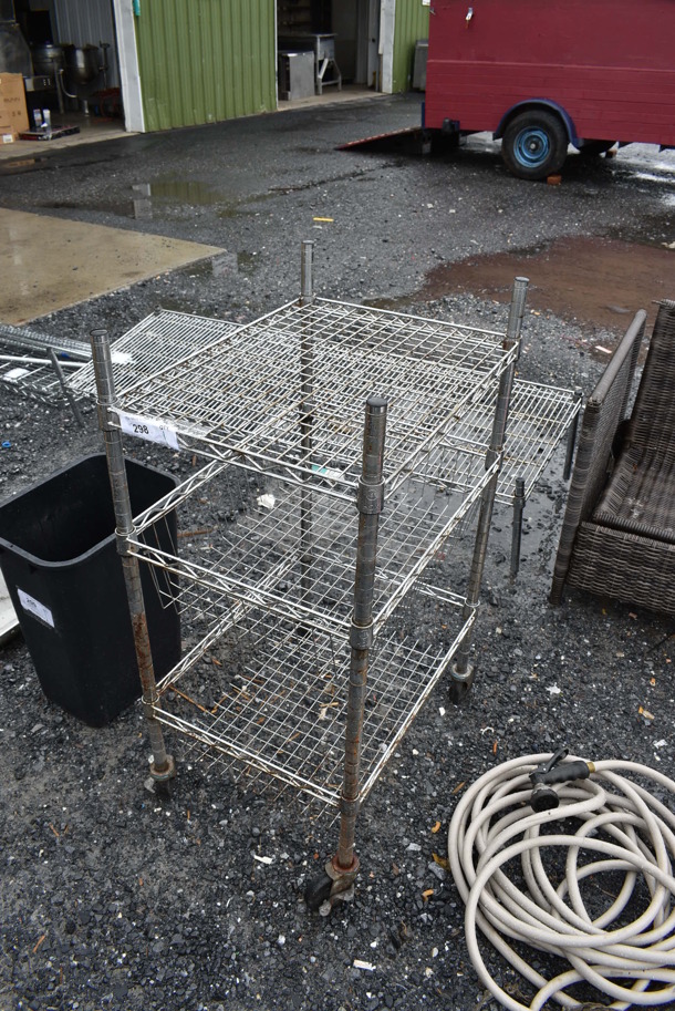 Chrome Finish 3 Tier Basket Shelving Unit on Commercial Casters. BUYER MUST DISMANTLE. PCI CANNOT DISMANTLE FOR SHIPPING. PLEASE CONSIDER FREIGHT CHARGES. 18x24x42 - Image 3 of 5