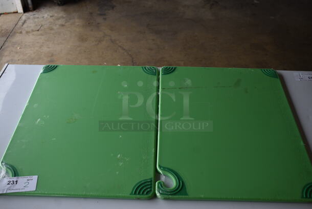 2 BRAND NEW! San Jamar Green Cutting Boards. 18x24x0.5. 2 Times Your Bid!