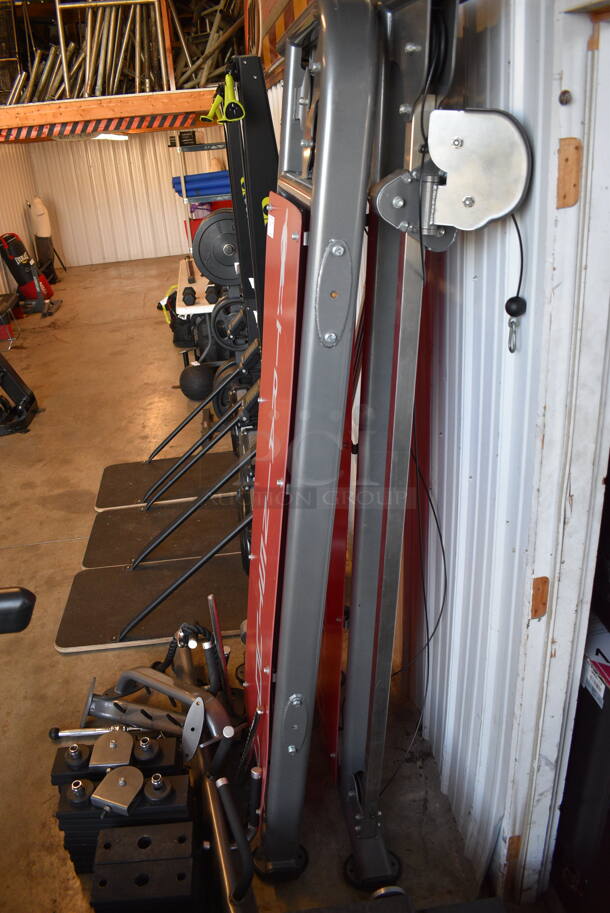 Gray and Red Metal Total Workout Gym. Does Not Come w/ Wooden Block w/ 4 Attachments. Unit Is Disassembled - See Pictures - Image 8 of 10
