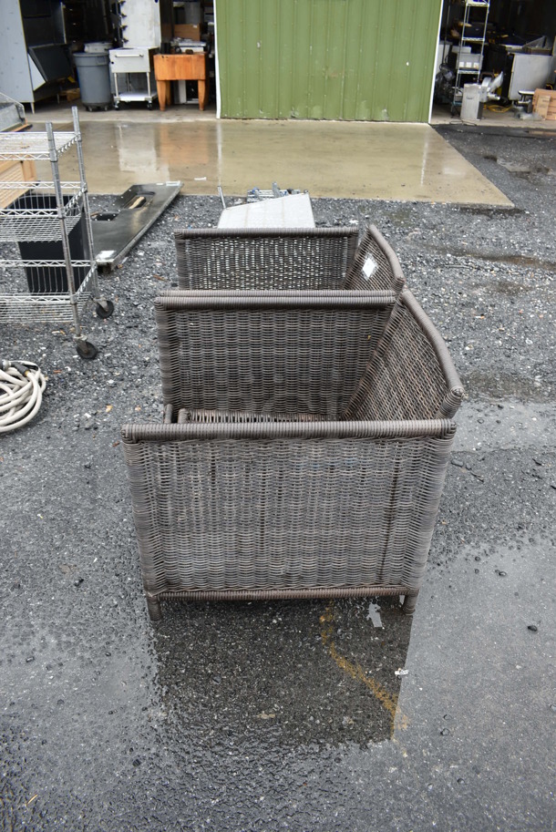 2 Brown Wicker Style Outdoor Chairs. 28x31x28. 2 Times Your Bid! - Image 3 of 6