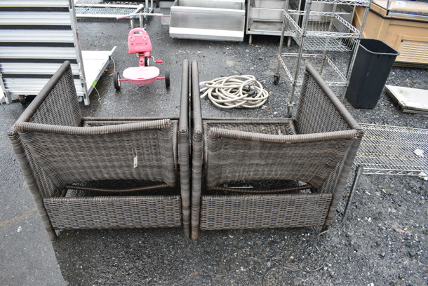 2 Brown Wicker Style Outdoor Chairs. 28x31x28. 2 Times Your Bid! - Image 4 of 6