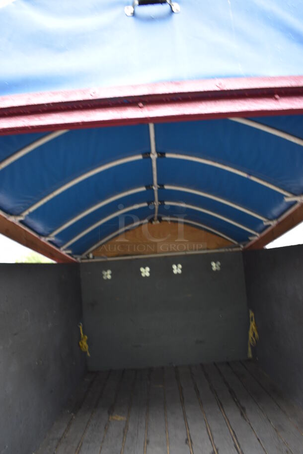 Wooden Enclosed Trailer w/ Hitch, Lock, Keys, Adjustable Roof, Ramp and Spare Tire. Does Not Have Title. 96x160x86. Interior: 72x116x48.5 - Image 8 of 12