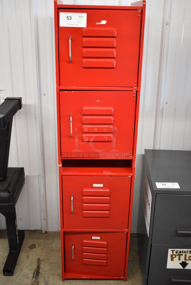 2 Red 2 Cubby Lockers. 13.5x14x27. 2 Times Your Bid!