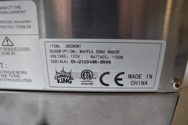 Carnival King 382WCM1 Stainless Steel Commercial Countertop Waffle Cone Press. 120 Volts, 1 Phase. 10x16x12 - Image 7 of 7