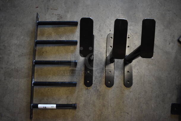 ALL ONE MONEY! Lot of 4 Black Metal Wall Mount Racks - Image 1 of 7