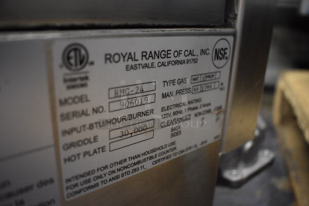 BRAND NEW! Royal Model RMG-24 Stainless Steel Commercial Countertop Natural Gas Powered Flat Top Griddle. 30,000 BTU. 24x33x14.5 - Image 5 of 5