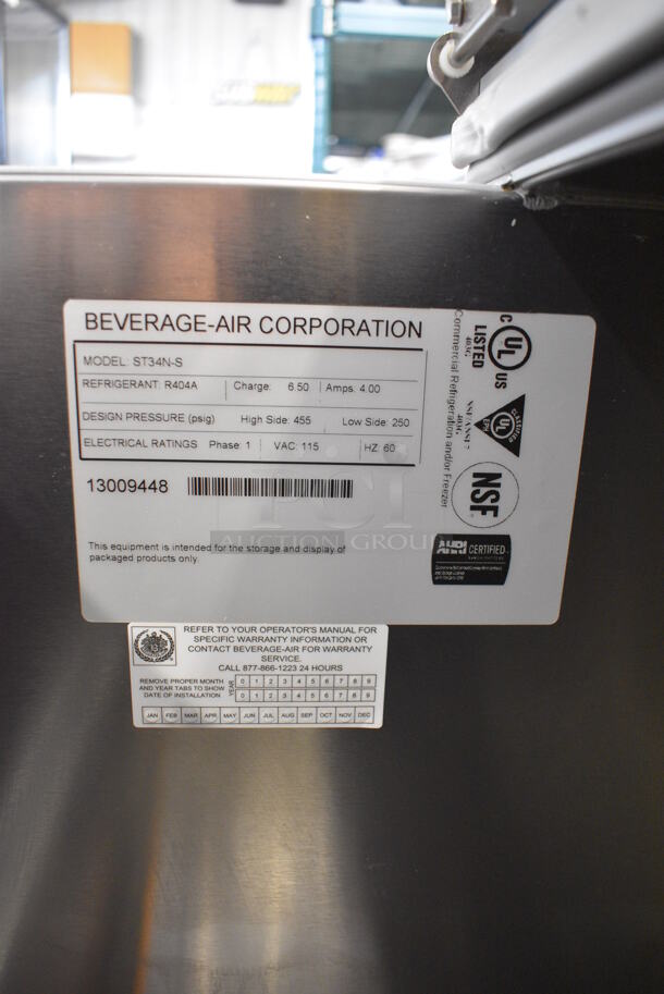BRAND NEW! Beverage Air Model ST34N-S Stainless Steel Commercial Milk Cooler on Commercial Casters. 115 Volts, 1 Phase. 34x30.5x42. Tested and Working! - Image 3 of 10