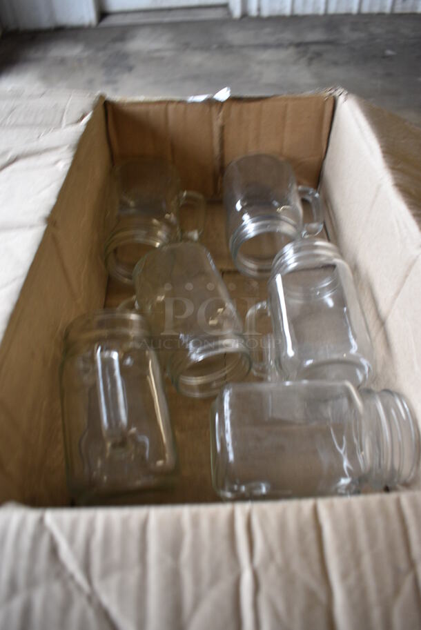 6 IN ORIGINAL BOX! Glass Mason Jar w/ Handle. 4x3x5. 6 Times Your Bid! - Image 2 of 4