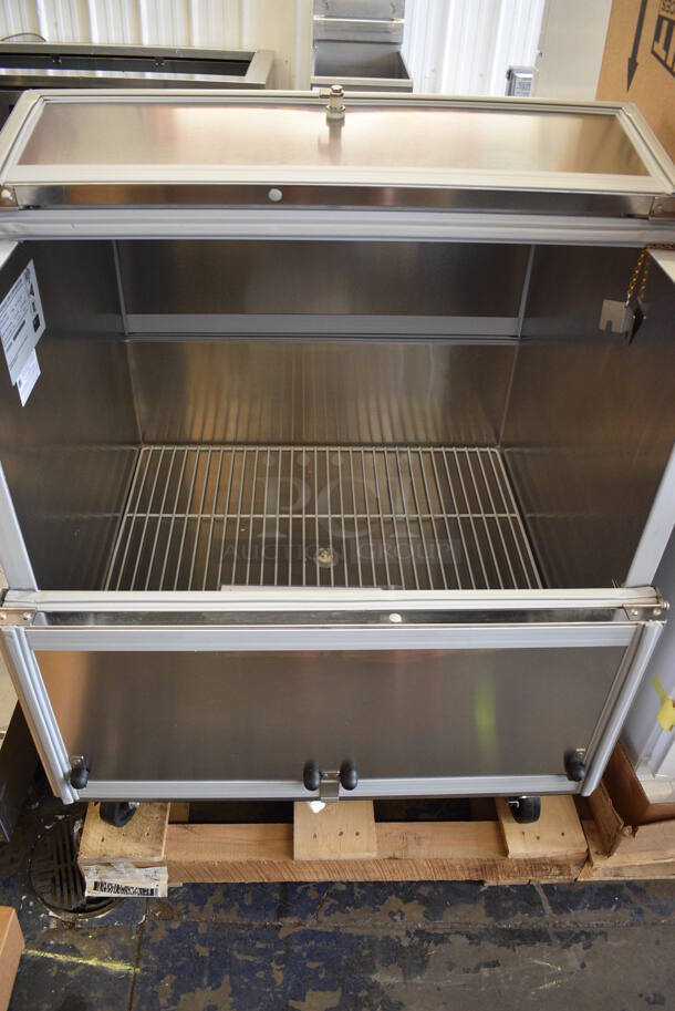 BRAND NEW! Beverage Air Model ST34N-S Stainless Steel Commercial Milk Cooler on Commercial Casters. 115 Volts, 1 Phase. 34x30.5x42. Tested and Working! - Image 9 of 10