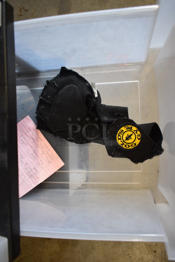 Clear and Black Poly 3 Tier Cabinet w/ Contents Including Fingerless Gloves. 12x14x24 - Image 3 of 6