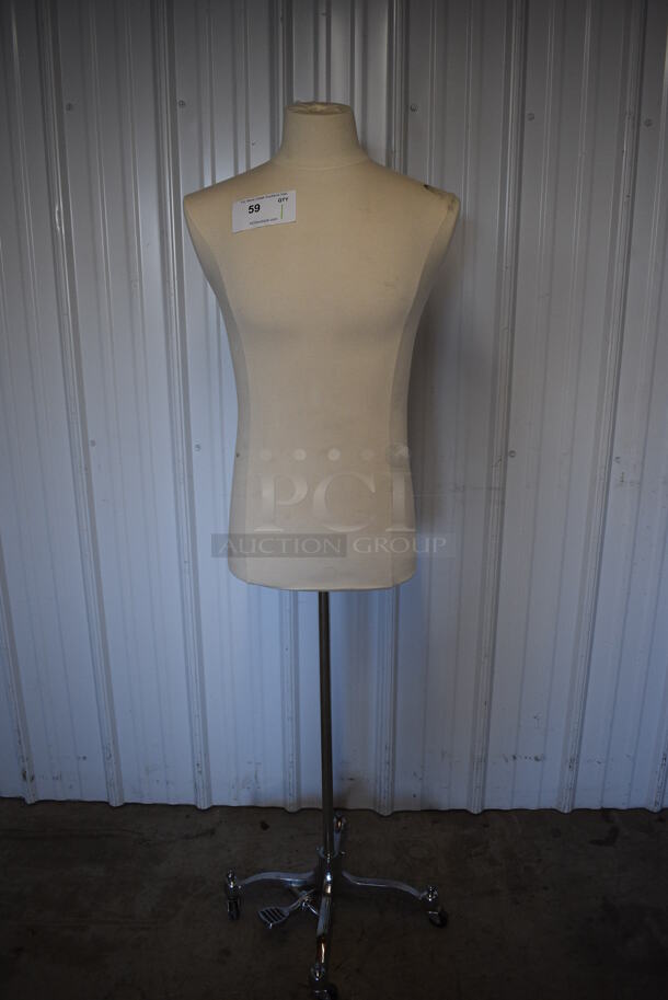 Male Mannequin Torso on Metal Stand. 13x13x63.5