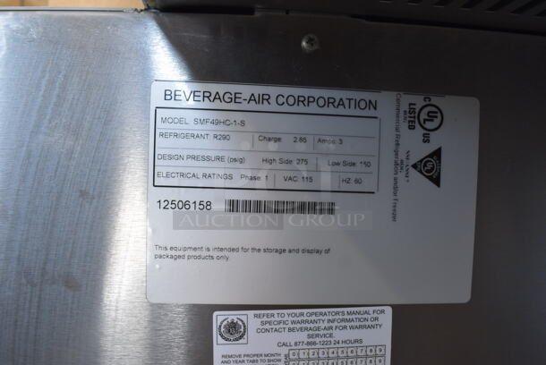 BRAND NEW! Beverage Air Model SMF49HC-1-S Stainless Steel Commercial Milk Cooler on Commercial Casters. 115 Volts, 1 Phase. 49x34x48. Tested and Working! - Image 4 of 10