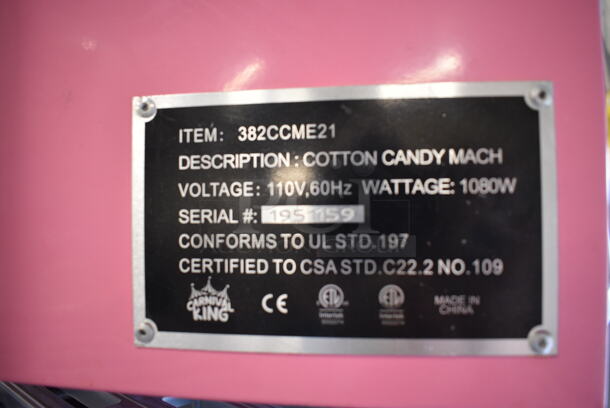 Carnival King 382CCME21 Metal Commercial Countertop Cotton Candy Machine. 110 Volts, 1 Phase. 21x21x26. Cannot Test Due To Missing Fuse - Image 6 of 8