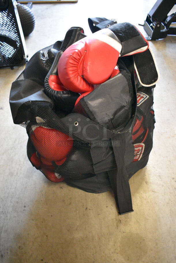 Title Black Bag w/ 12 Sets of Title Red Boxing Gloves. - Image 3 of 5