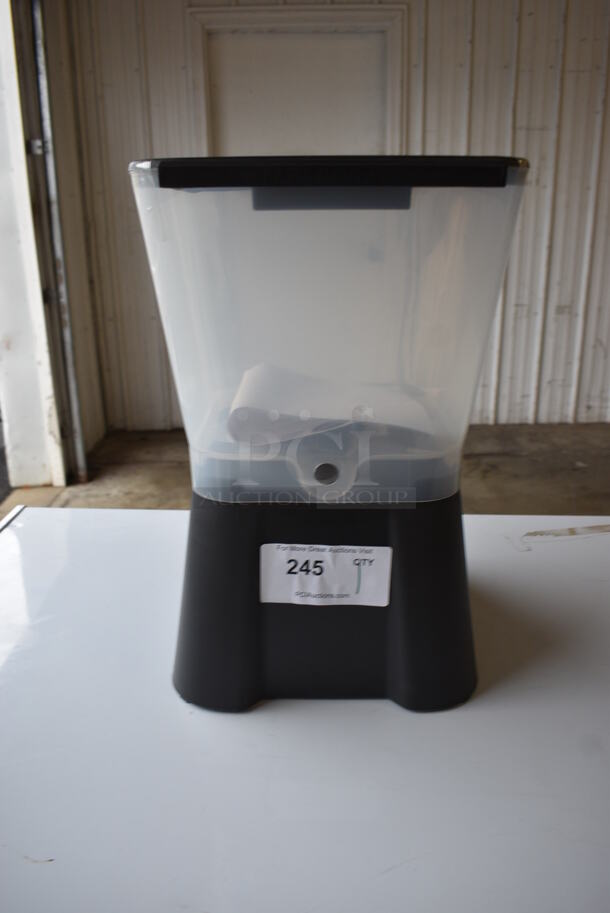 Tablecraft 953 Black and Clear Poly Countertop Beverage Holder Dispenser. No Spigot. 10x12x17
