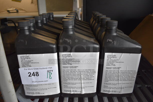 18 MIL-DTL 83767C II Vacuum Pump Oil Bottles. 4.5x2.5x9.5/ 18 Times Your Bid!