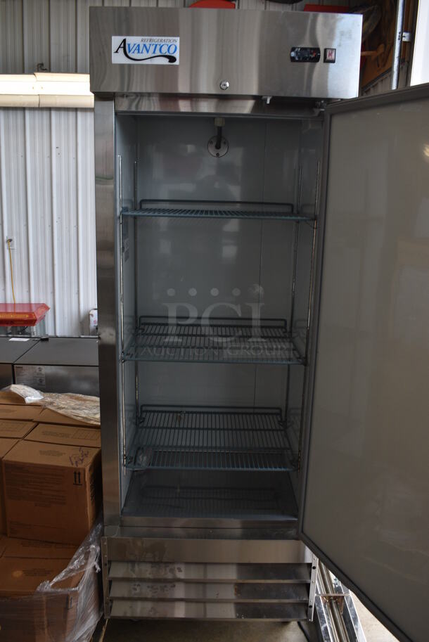 Avantco Model 178A19RHC Stainless Steel Commercial Single Door Reach In Cooler w/ Poly Coated Racks on Commercial Casters. 115 Volts, 1 Phase. 29x26x83. Tested and Powers On But Does Not Get Cold - Image 3 of 7