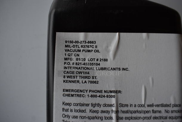 18 MIL-DTL 83767C II Vacuum Pump Oil Bottles. 4.5x2.5x9.5/ 18 Times Your Bid! - Image 3 of 4