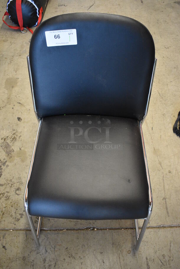 Black Chair on Chrome Finish Legs. 18.5x23x33