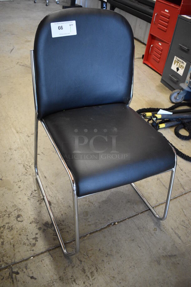 Black Chair on Chrome Finish Legs. 18.5x23x33 - Image 2 of 5