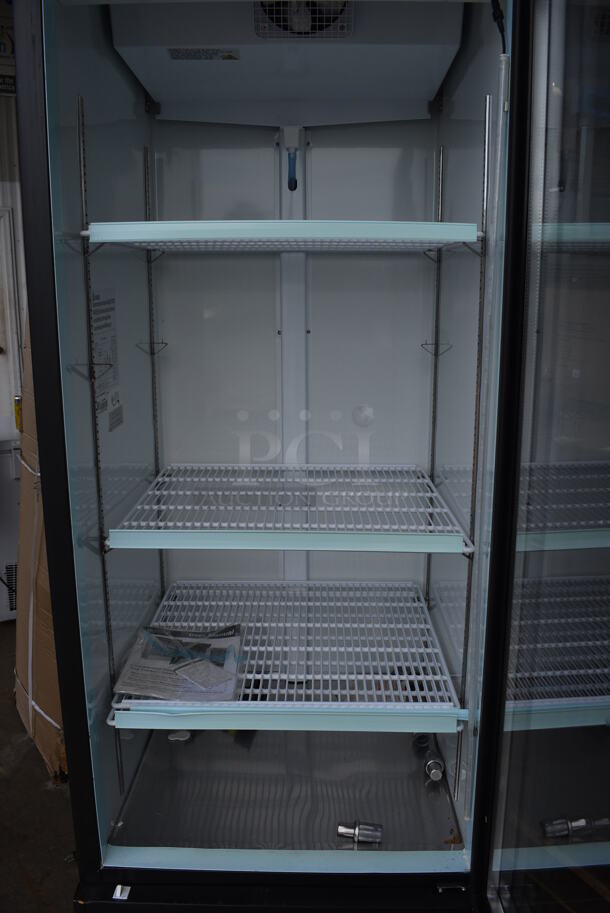Avantco Model 178GDC23HCB Metal Commercial Single Door Reach In Cooler Merchandiser w/ Poly Coated Racks on Commercial Casters. 115 Volts, 1 Phase. 28x32x84. Cannot Test Due To Missing Thermostat - Image 2 of 8