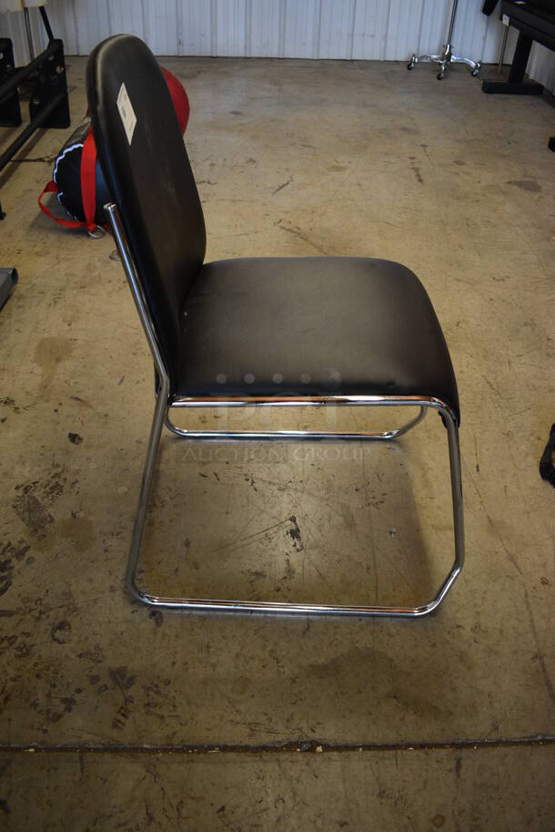 Black Chair on Chrome Finish Legs. 18.5x23x33 - Image 3 of 5