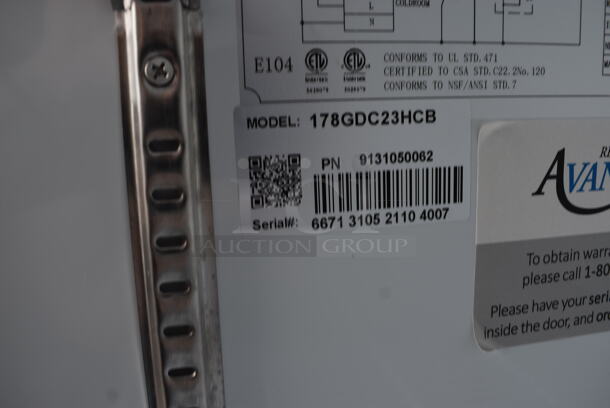 Avantco Model 178GDC23HCB Metal Commercial Single Door Reach In Cooler Merchandiser w/ Poly Coated Racks on Commercial Casters. 115 Volts, 1 Phase. 28x32x84. Cannot Test Due To Missing Thermostat - Image 3 of 8