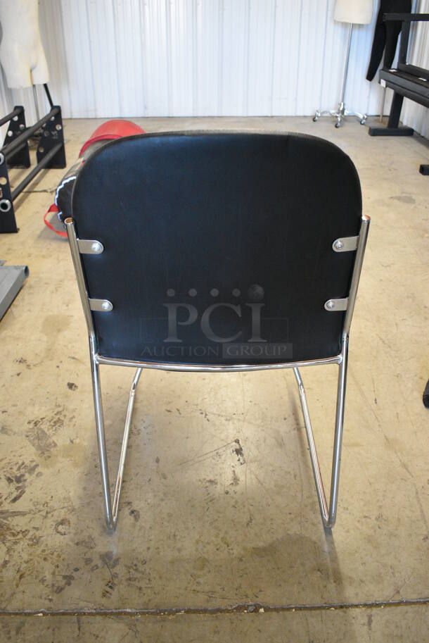 Black Chair on Chrome Finish Legs. 18.5x23x33 - Image 4 of 5