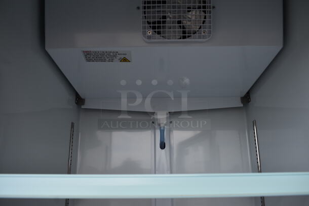 Avantco Model 178GDC23HCB Metal Commercial Single Door Reach In Cooler Merchandiser w/ Poly Coated Racks on Commercial Casters. 115 Volts, 1 Phase. 28x32x84. Cannot Test Due To Missing Thermostat - Image 4 of 8