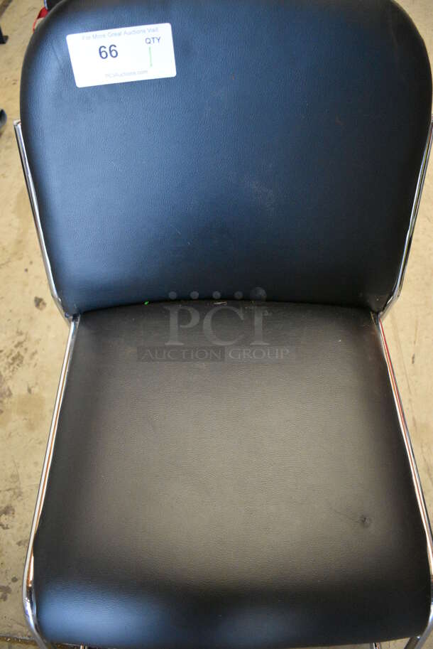 Black Chair on Chrome Finish Legs. 18.5x23x33 - Image 5 of 5