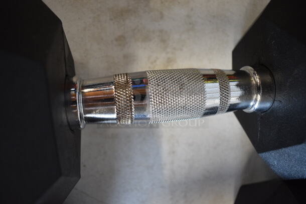 2 Black and Chrome Metal 35 Pound Hex Dumbbells. 13.5x6x5. 2 Times Your Bid! - Image 4 of 5