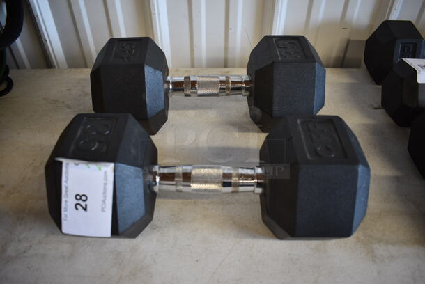 2 Black and Chrome Metal 35 Pound Hex Dumbbells. 13.5x6x5. 2 Times Your Bid! - Image 5 of 5