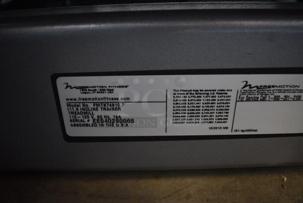 Freemotion Model FMTK74810.7 i11.9 Incline Trainer Treadmill. 110-120 Volts, 1 Phase. 37x78x72. Tested and Working But Needs an Update - Image 10 of 10