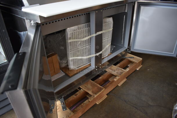 BRAND NEW! Beverage Air Model SPE48-18M-DS Stainless Steel Commercial Double Sided Sandwich Salad Prep Table Bain Marie Mega Top. 115 Volts, 1 Phase. 48x49x41. Tested and Working! - Image 7 of 11