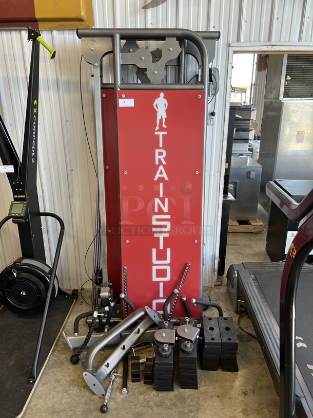 Gray and Red Metal Total Workout Gym. Does Not Come w/ Wooden Block w/ 4 Attachments. Unit Is Disassembled - See Pictures - Image 2 of 10