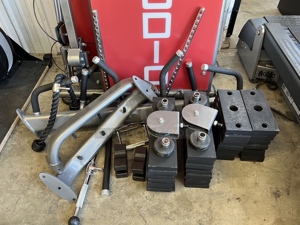 Gray and Red Metal Total Workout Gym. Does Not Come w/ Wooden Block w/ 4 Attachments. Unit Is Disassembled - See Pictures - Image 3 of 10
