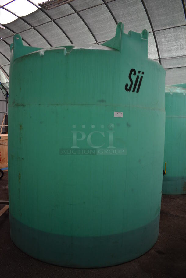 Sii ASM TK 2500VDT Green Poly Beet Juice Deicer Liquid Vertical Industrial Chemical Storage Tank w/ Snyder's Stress Reliever Dispenser. BUYER MUST REMOVE. 84x84x102 - Image 2 of 11