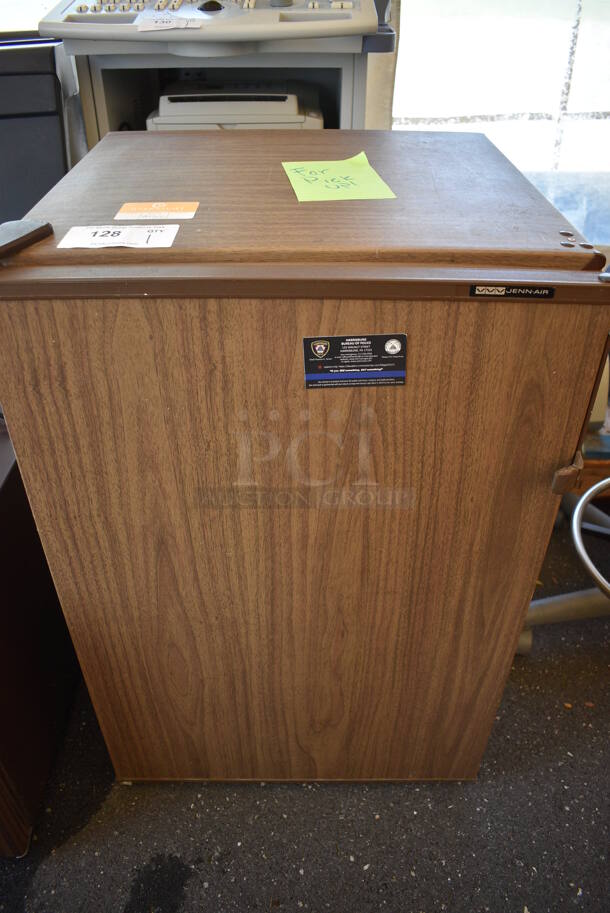 Jenn Air Wood Pattern Mini Cooler w/ Chill Chest Section. 120 Volts, 1 Phase. 22x21x33.5 - Image 1 of 7