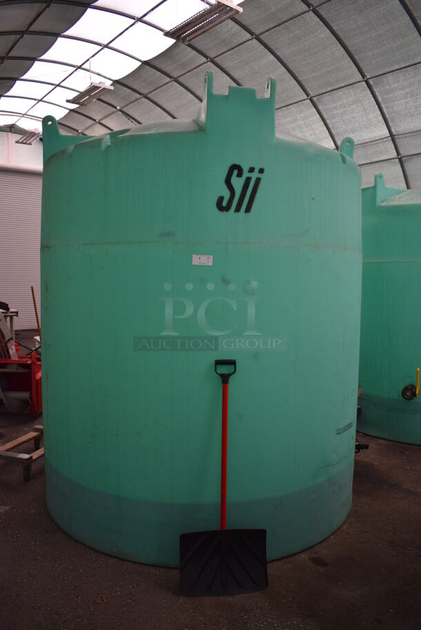 Sii ASM TK 2500VDT Green Poly Beet Juice Deicer Liquid Vertical Industrial Chemical Storage Tank w/ Snyder's Stress Reliever Dispenser. BUYER MUST REMOVE. 84x84x102 - Image 7 of 11